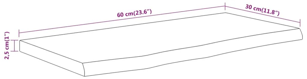 Prateleira de parede retangular 60x30x2,5 cm acácia maciça