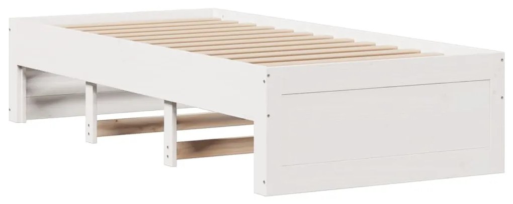 Cama sem colchão com gavetas 75x190 cm pinho maciço branco