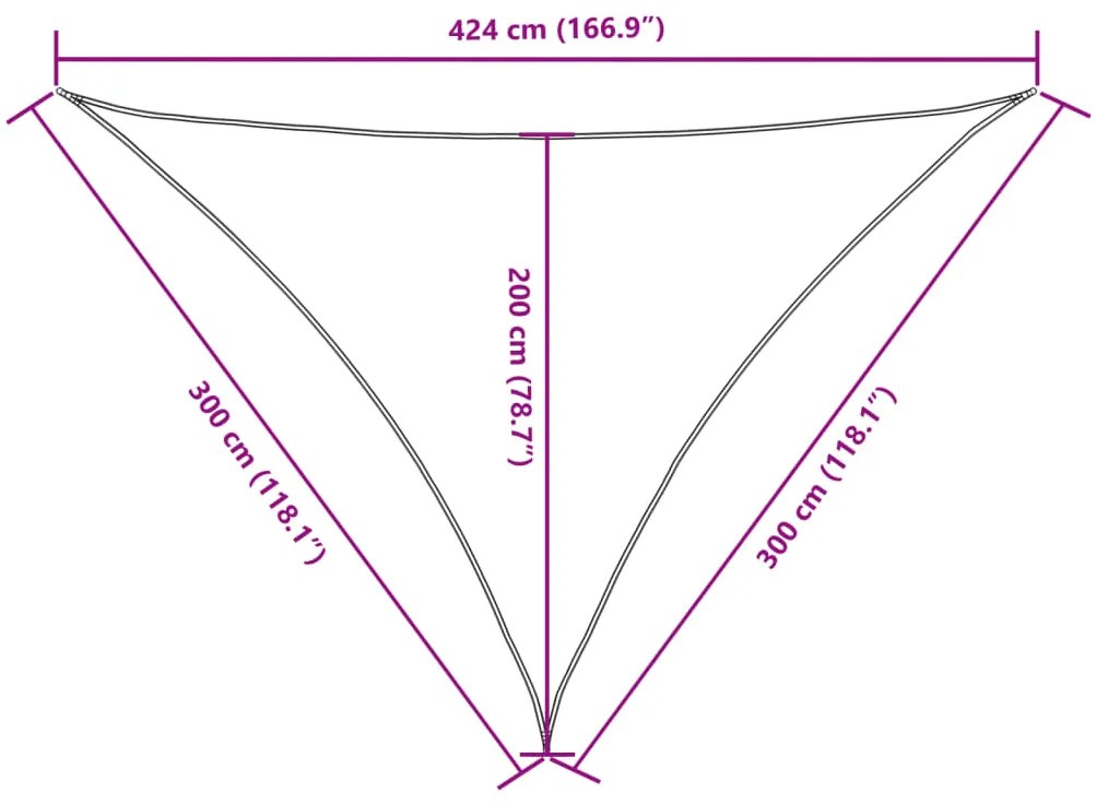 Para-sol vela tecido oxford triangular 3x3x4,24 m terracota