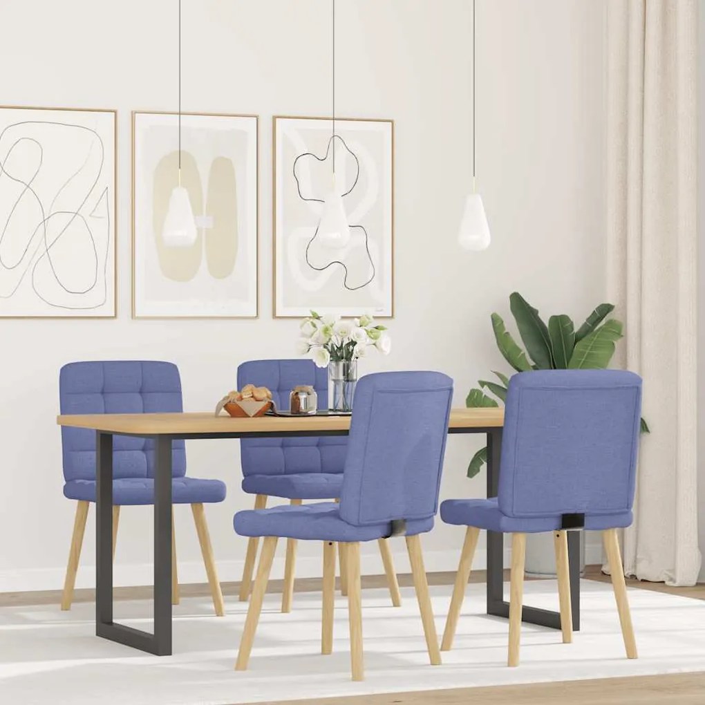 Cadeiras de jantar 4 pcs Jeans Tecido Azul