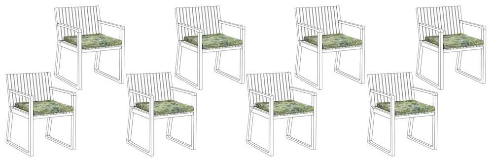 Conjunto de 8 almofadas para cadeiras de jardim com padrão verde SASSARI Beliani