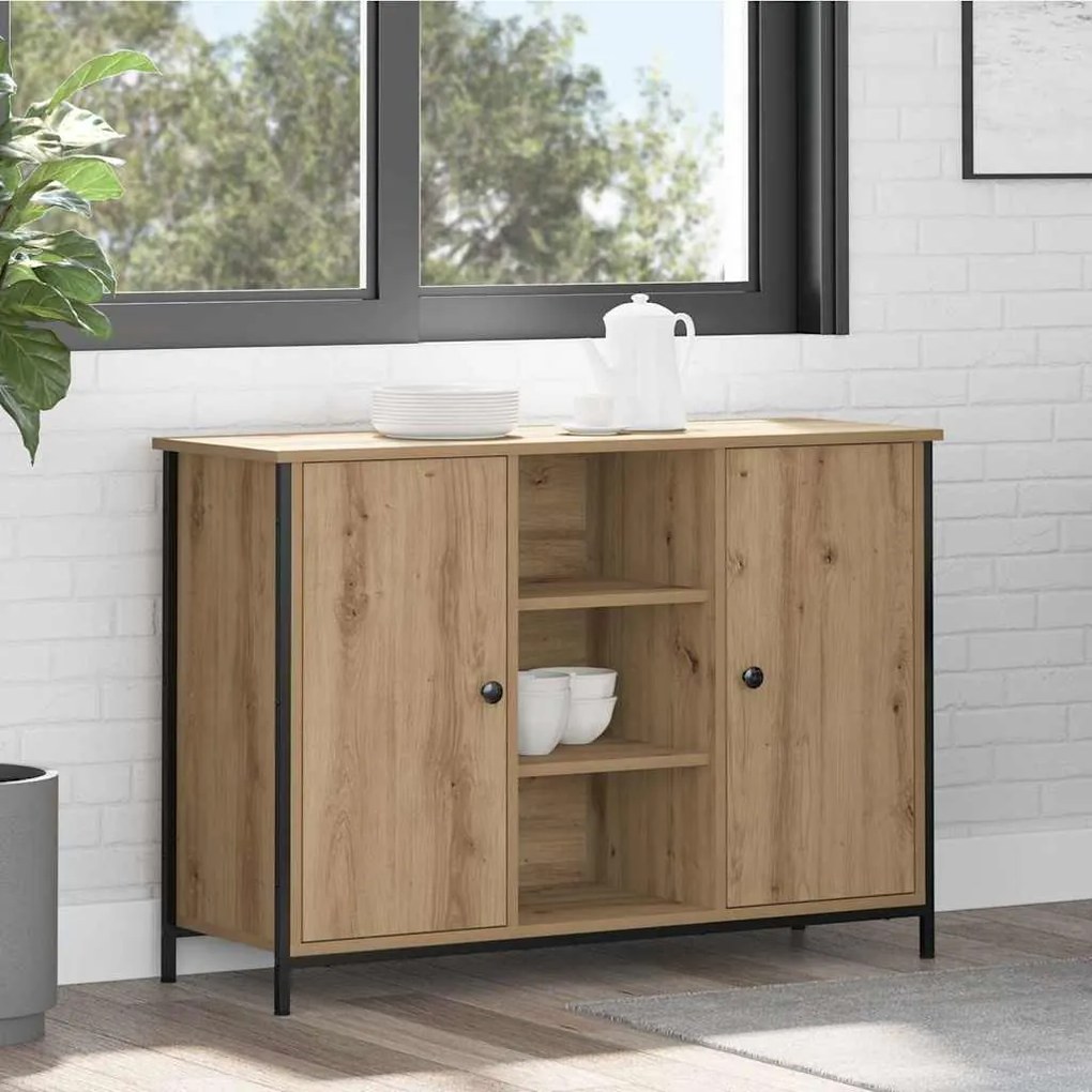 Sideboard vidaXL Artisan Carvalho 100x35x70 cm Madeira Engineered e Aç