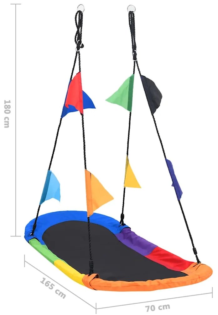 Baloiço estilo ninho com bandeiras 165x70 cm