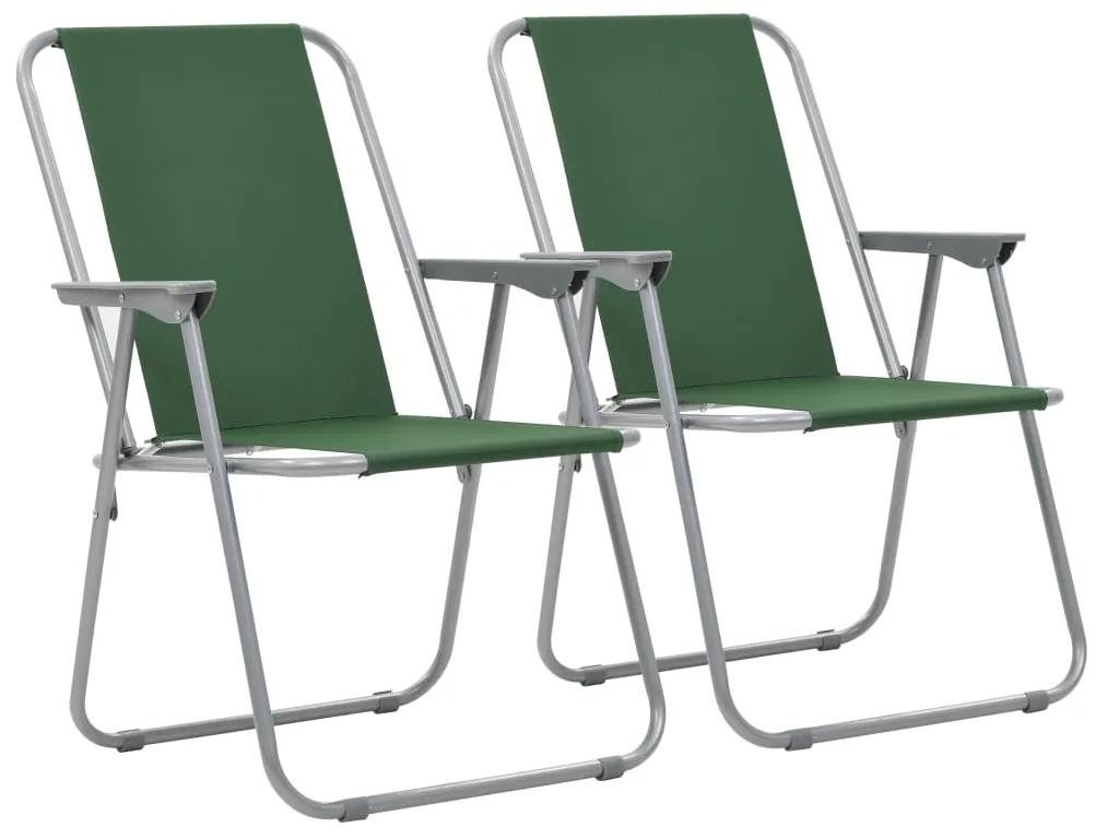 44382 vidaXL Cadeiras de campismo dobráveis 2 pcs 52x59x80 cm verde