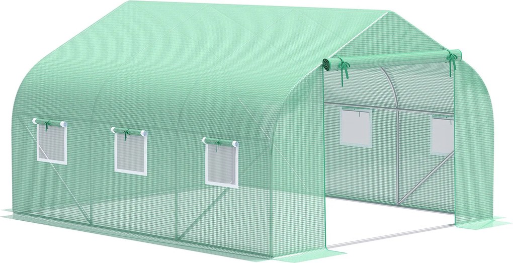 Outsunny Estufa com Mosquiteira para Flores e Plantas 3,5x3x2 m Verde | Aosom Portugal