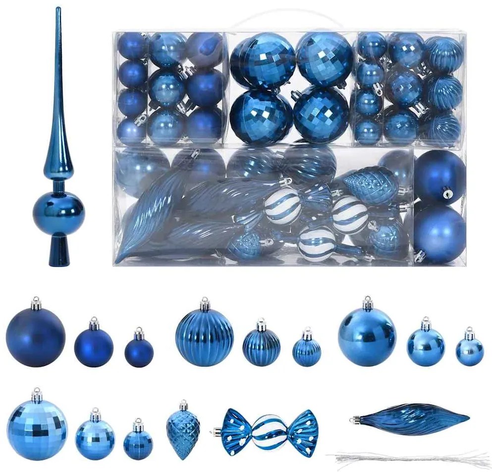 vidaXL Enfeites de Natal 98 pcs Ø3/4/6 cm azul