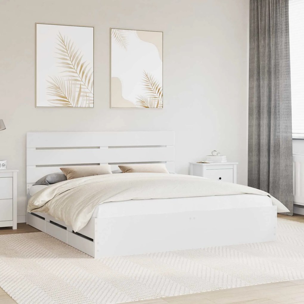 vidaXL Estrutura da Cama Branco 180 x 200 cm Madeira de Engenharia