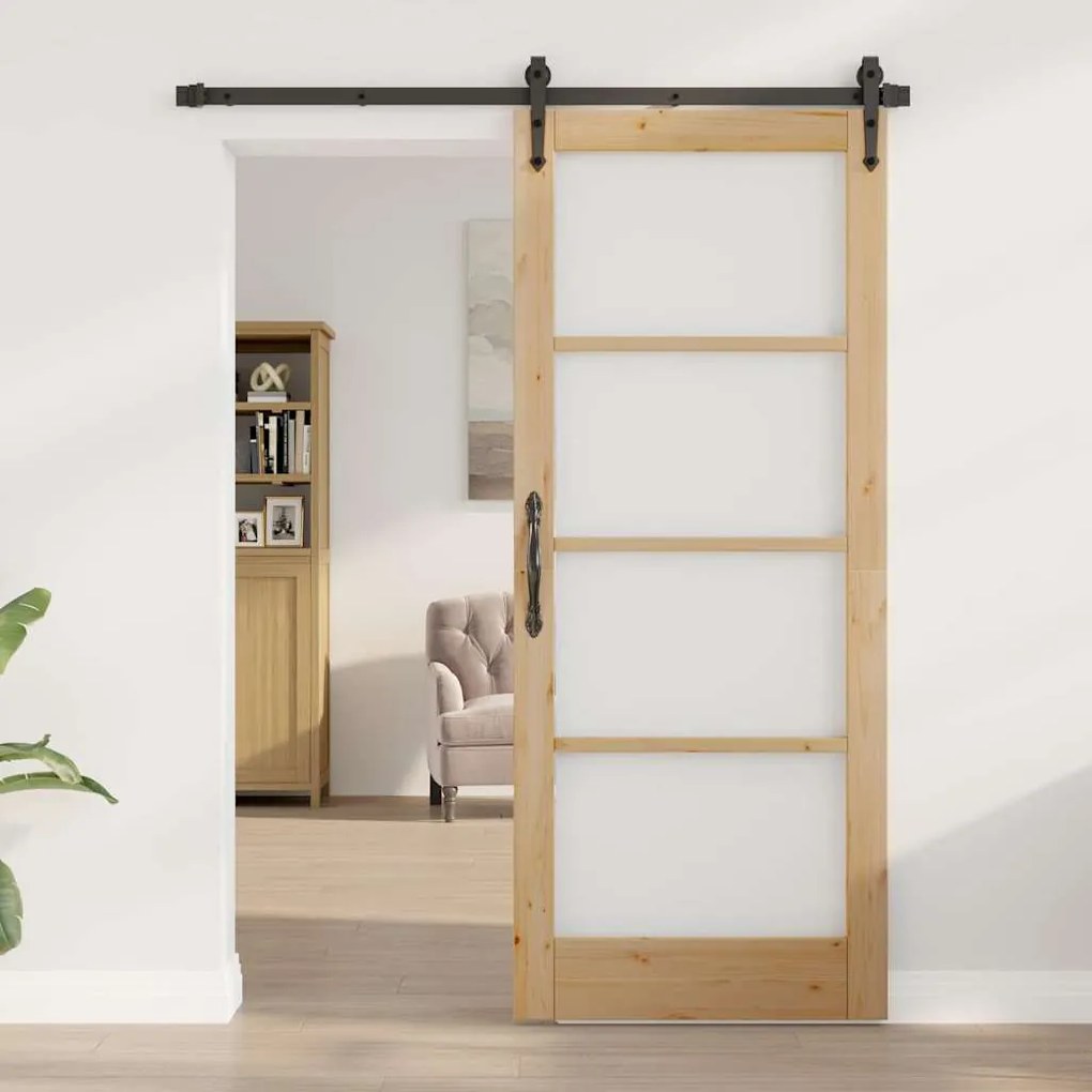 Porta Interior com Vidro "ORKDAL" 83x202x4 cm em Madeira de Pinho