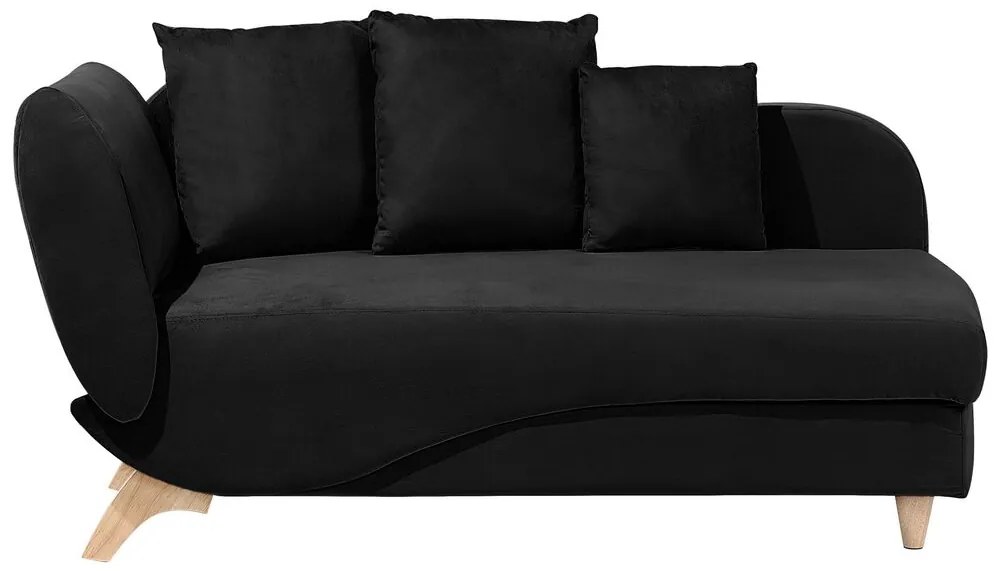 Chaise-longue à esquerda de 2 lugares com arrumação em veludo preto MERI Beliani