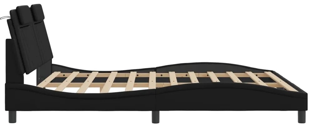 Estrutura de cama c/ cabeceira 180x200cm couro artificial preto