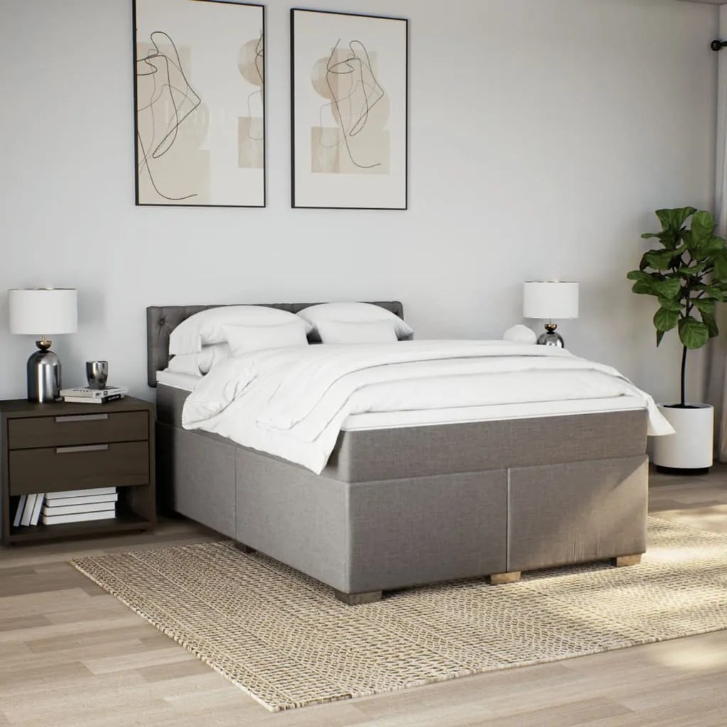 Cama com molas/colchão 140x200 cm tecido castanho-acinzentado