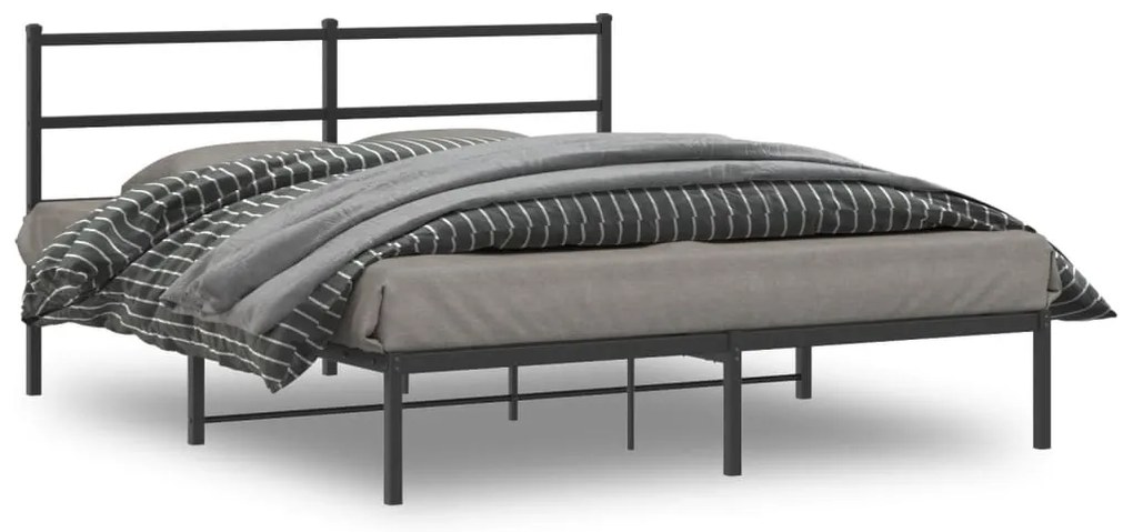 Estrutura de cama com cabeceira 160x200 cm metal preto