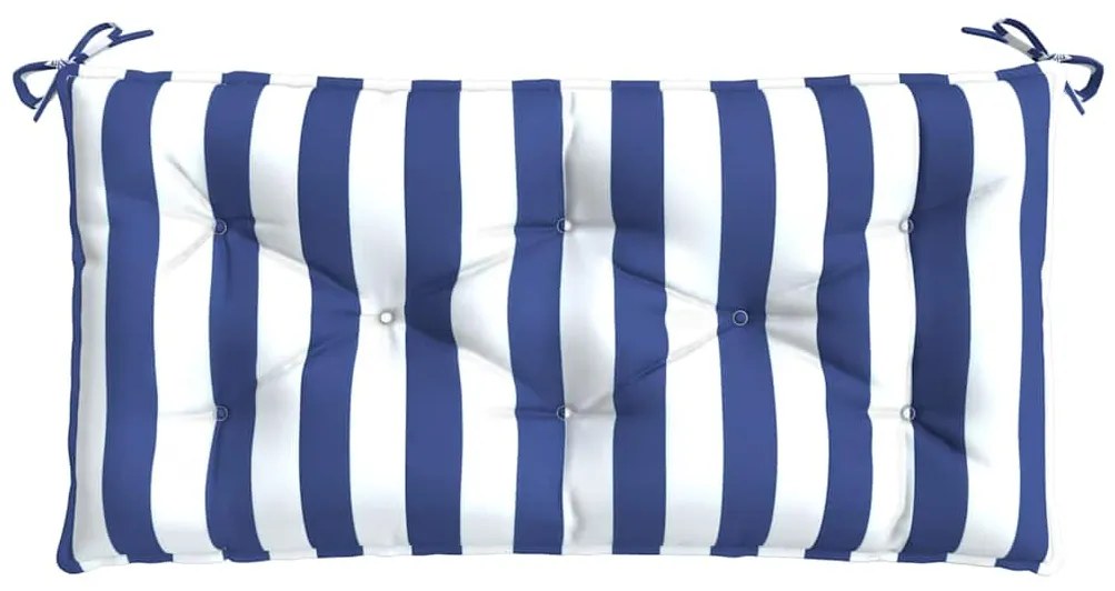 Almofadões p/ banco jardim 2 pcs 100x50x7 cm tecido azul/branco
