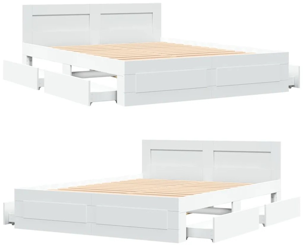 Estrutura de cama c/ cabeceira sem colchão 160x200 cm branco
