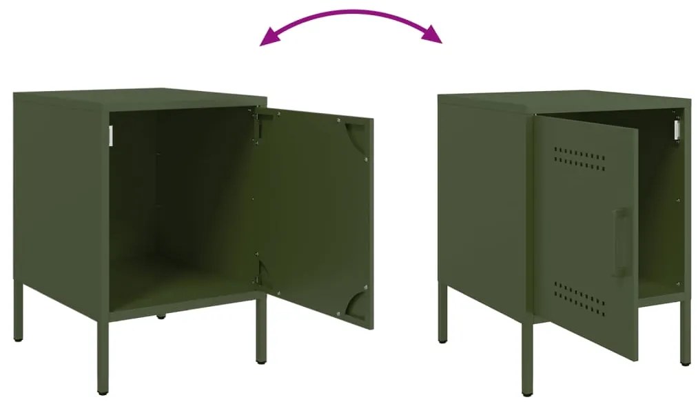 Mesas de cabeceira 2 pcs 36x39x50,5 cm aço verde azeitona