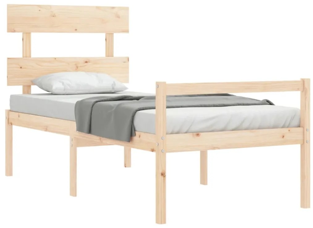 Cama para idosos com cabeceira 90x200 cm madeira maciça
