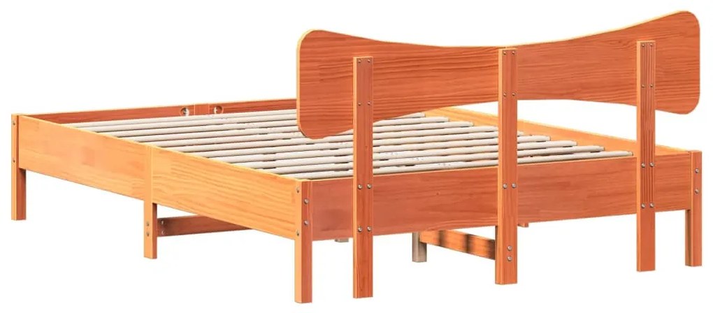 Cama sem colchão 120x200 cm madeira pinho maciça castanho-mel