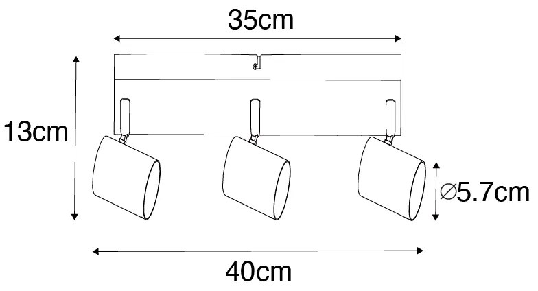 Candeeiro de teto moderno branco 3 luzes ajustável retangular - Jeana Moderno