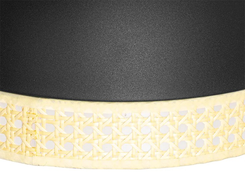 Candeeiro de suspensão oriental preto com rotang 30 cm - Magna Rotan