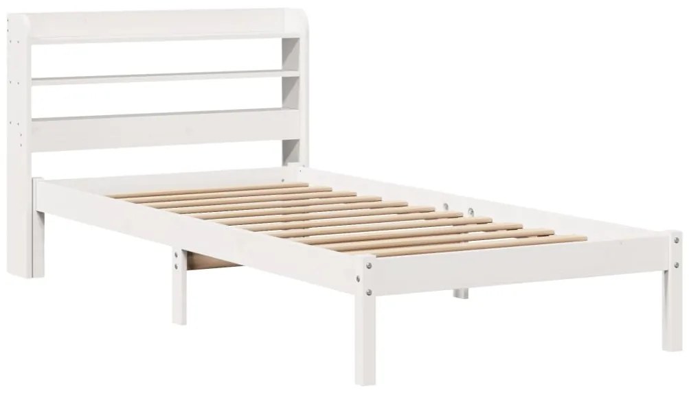 Cama sem colchão 100x200 cm madeira de pinho maciça branco