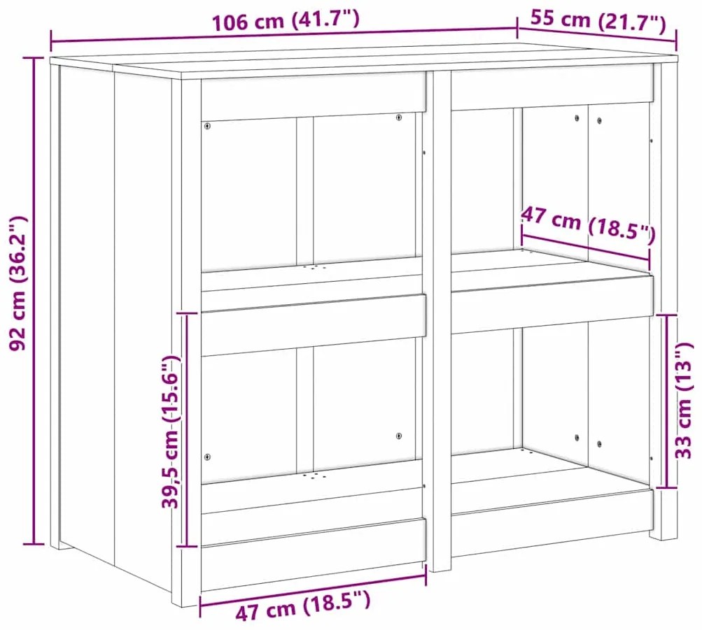 Armário de Cozinha Externo 106x55x92 cm Madeira Sólida de Douglas Fir