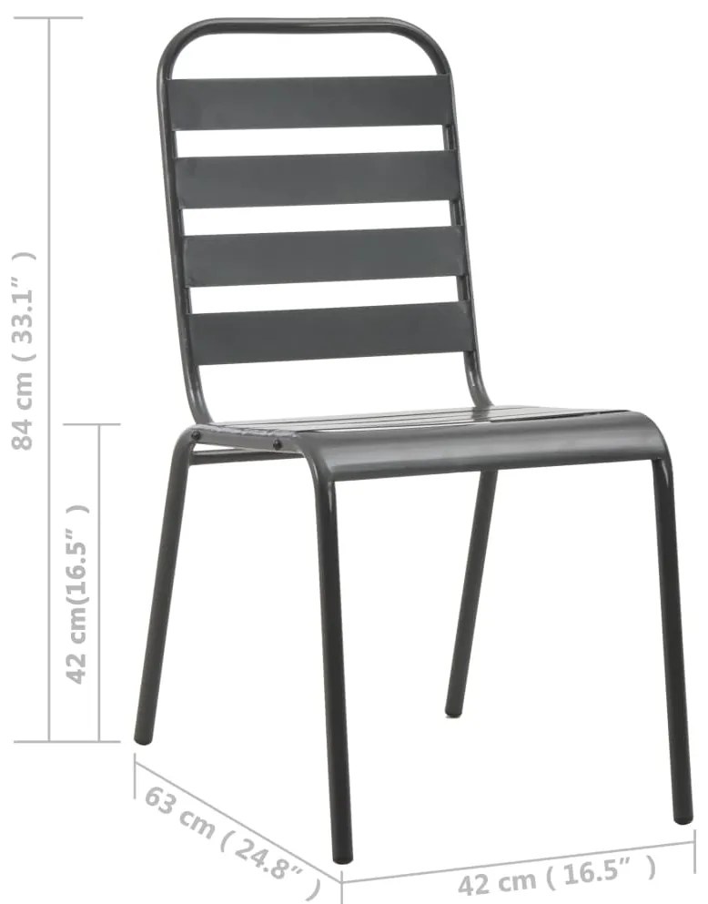 Cadeiras de jardim design ripado 4 pcs aço cinzento-escuro