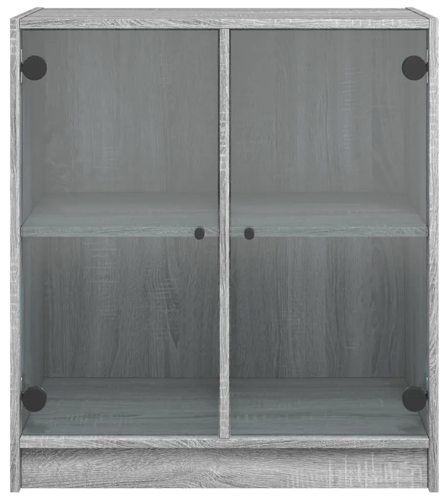 Armário de apoio c/ portas de vidro 68x37x75,5 cm cinza sonoma