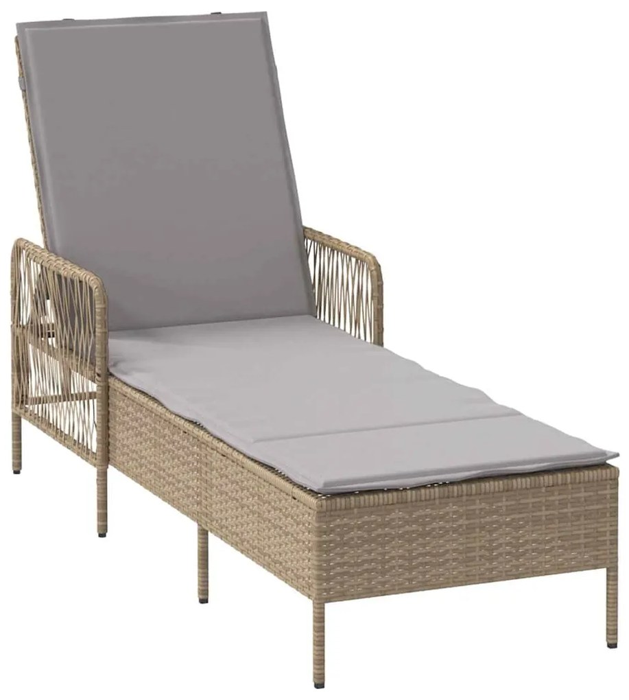 Espreguiçadeira Bege e cinza claro Rattan PE 157 x 55 x 92 cm