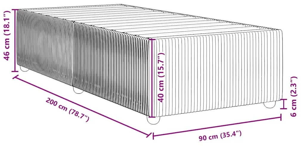 Estrutura de cama sem colchão 90x200 cm tecido azul