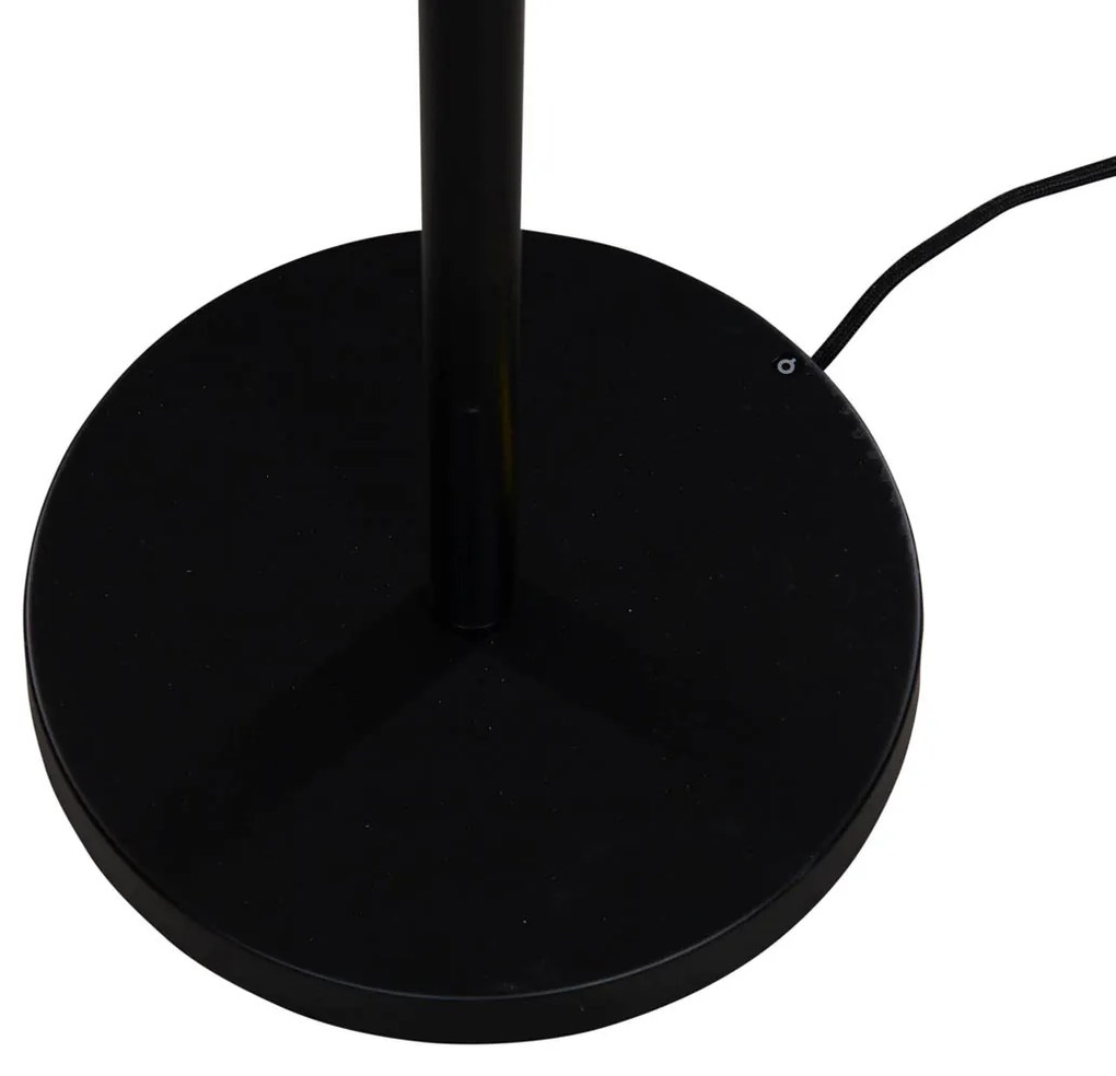 Candeeiro de Pé Preto com Abajur em Veludo Castanho 40cm - Simplo