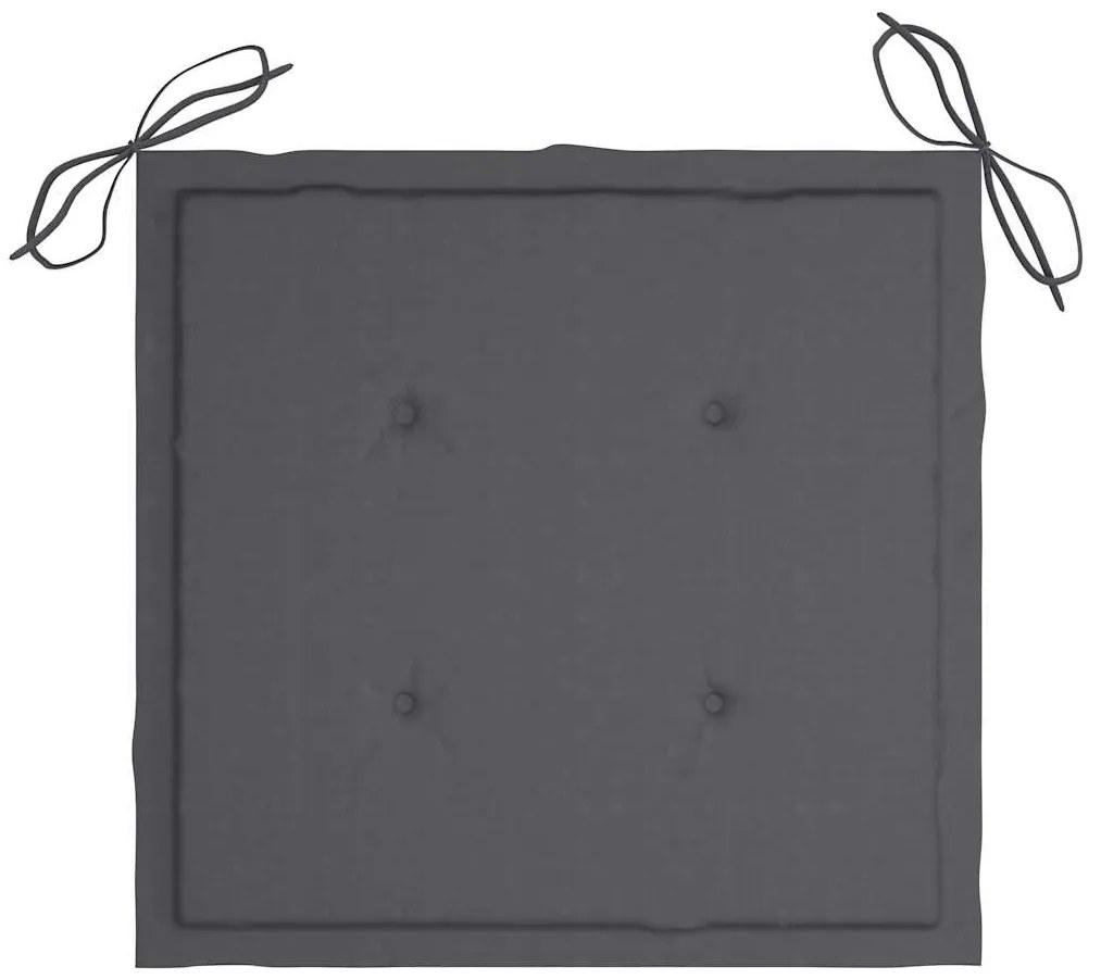 3 pcs conj. jantar dobrável exterior c/ almofadão teca maciça