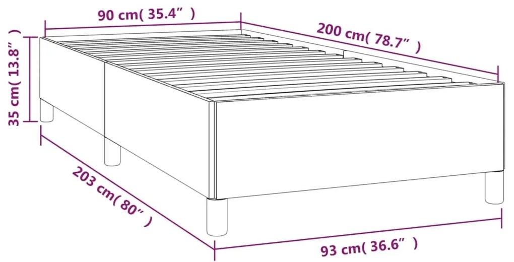 Estrutura de cama 90x200 cm tecido castanho-escuro