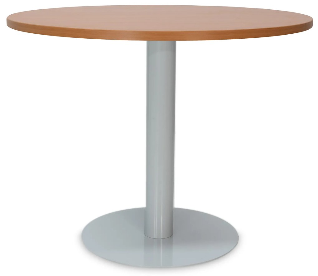Mesa de Reunião Redonda 1200x750 mm – Tampo Pereira em Melamina, Estrutura Cinza