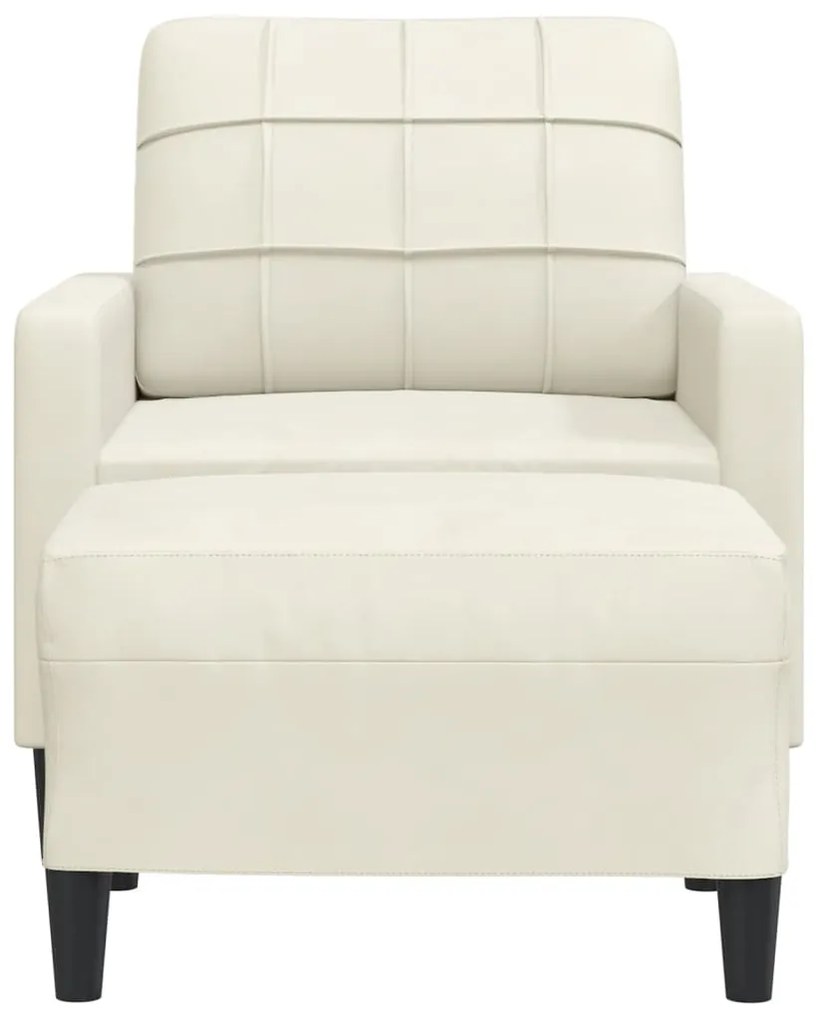 Poltrona com apoio de pés 60 cm veludo cor creme