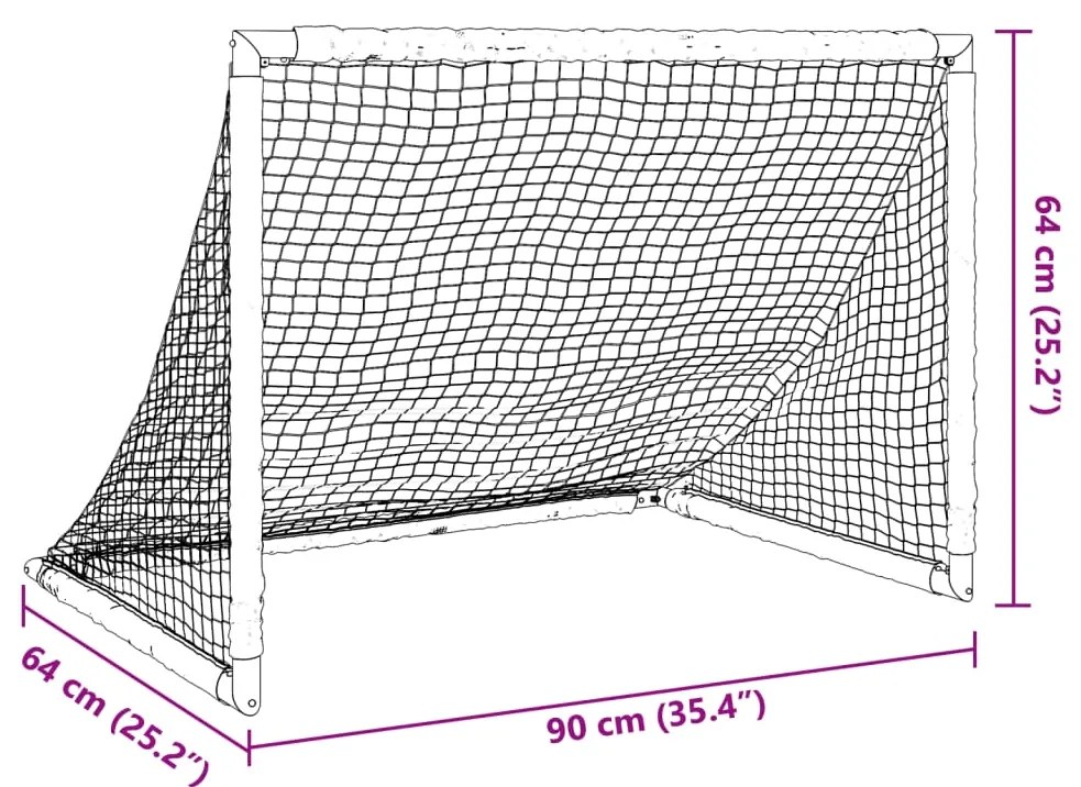 Baliza de futebol infantil dobrável 90x64x64 cm preto