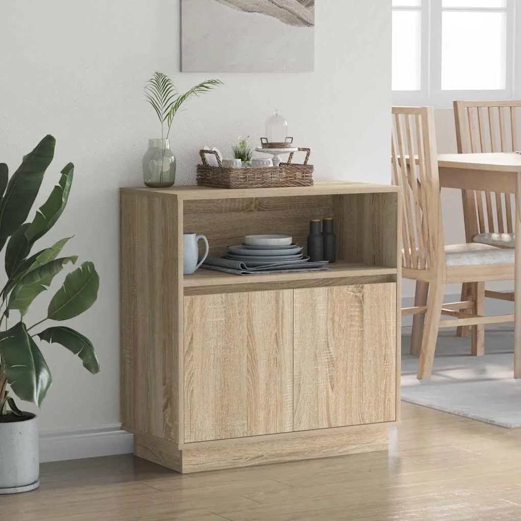 Sideboard com LED Carvalho Sonoma 71x34,5x75 cm em Madeira Ingienirada