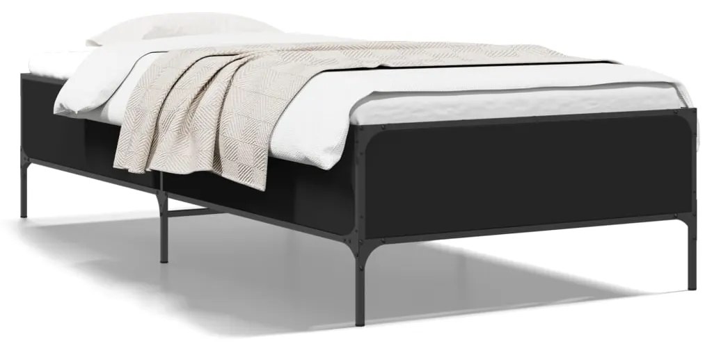 Estrutura de cama 90x200 cm derivados de madeira/metal preto