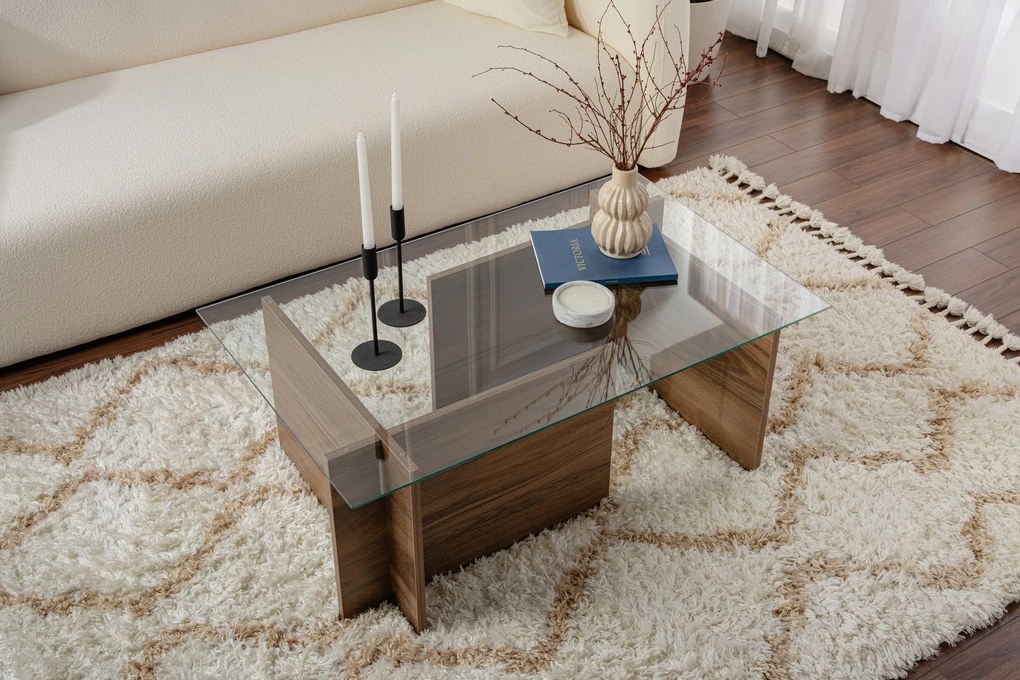 Mesa de Café Vetrino - Nogueira - 105cm x 40cm x 65cm