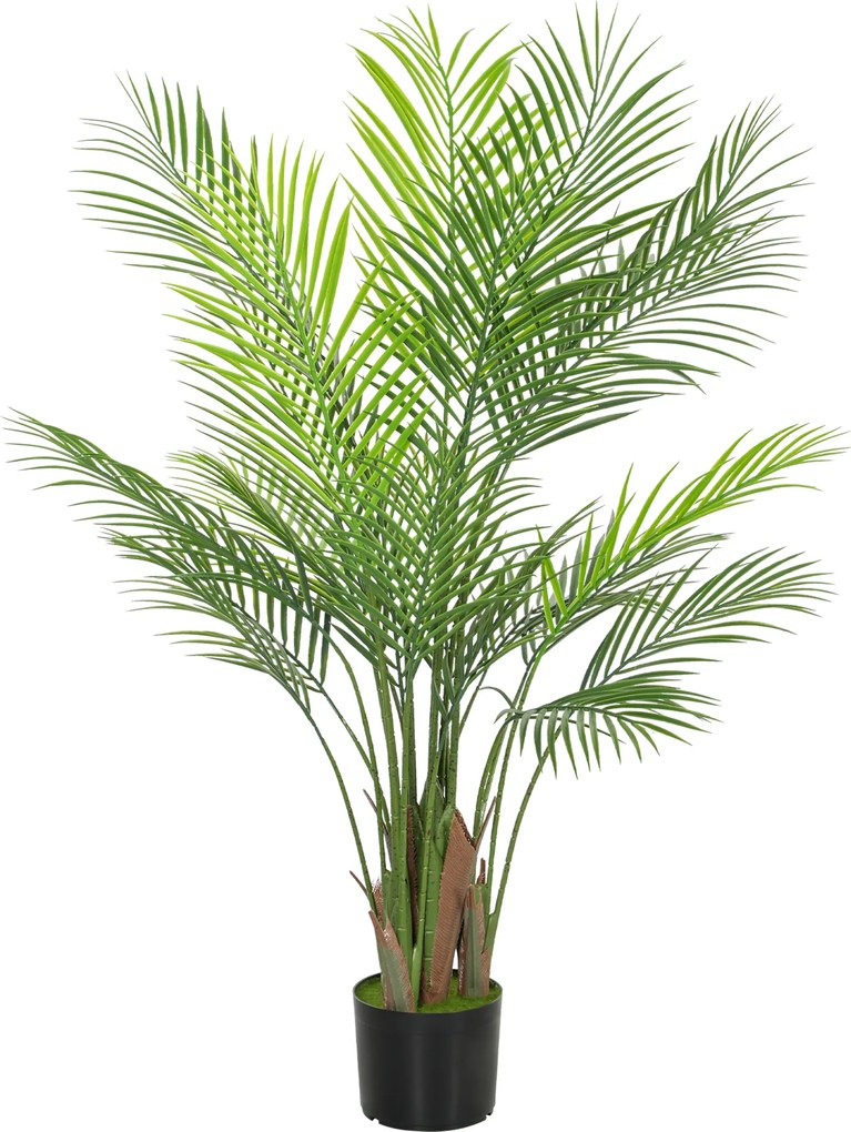 HOMCOM Palmeira artificial grande 120cm planta artificial, plantas artificiais de plástico em vaso para sala de estar escritório | Aosom Portugal