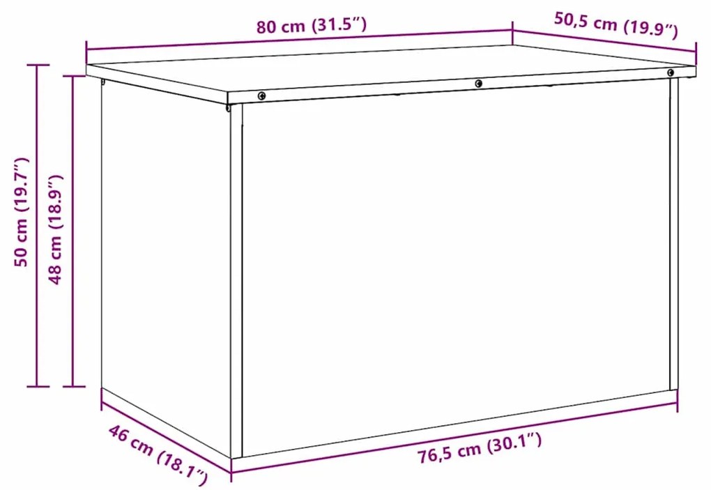 Caixa de Armazenamento Externa Preto 80 x 50.5 x 50 cm