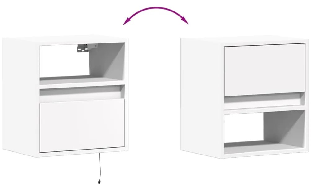 Móveis de parede p/ TV com luzes LED 2 pcs 41x31x45 cm branco