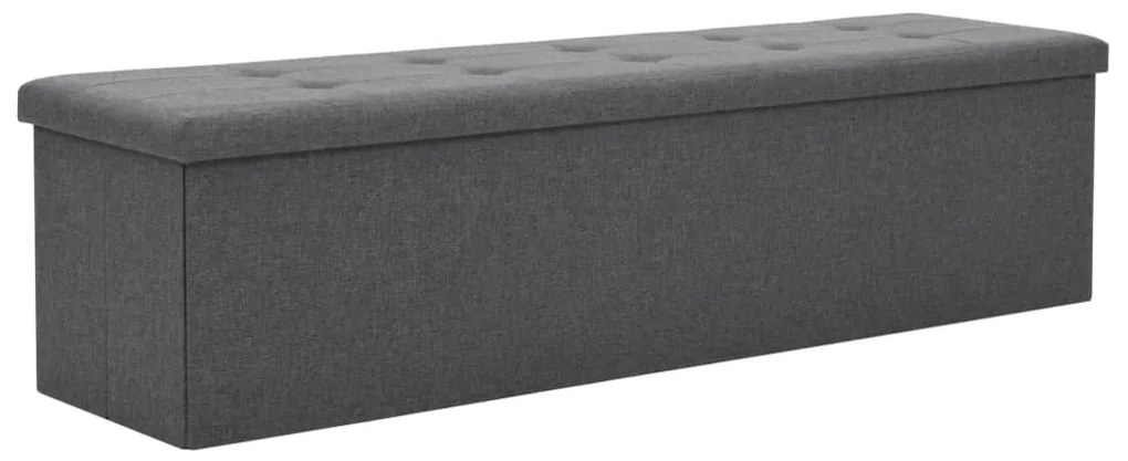 247089 vidaXL Banco arrumação dobrável linho falso 150x38x38cm cinza escuro
