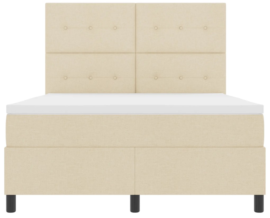 Cama Box Spring com Colchão Creme 140x190 cm Tecido