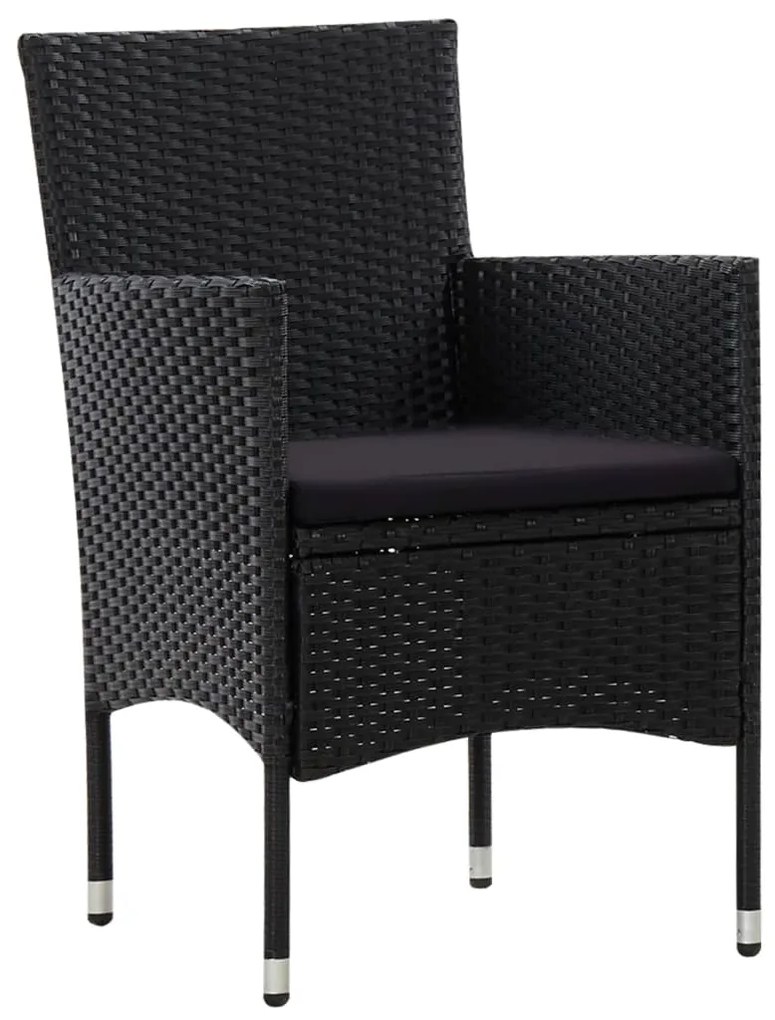 4 pcs conjunto lounge de jardim c/ almofadões vime PE preto