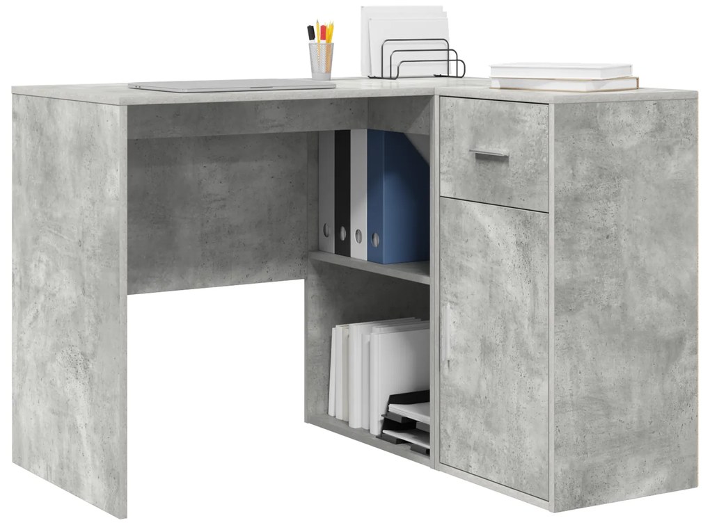 Mesa de Canto Cinza Concreto 102x88x75 cm Madeira Engenheirada