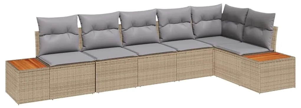 Conjunto de Sofás de Jardim de 6 Peças com Almofadas em Rattan Sintéti