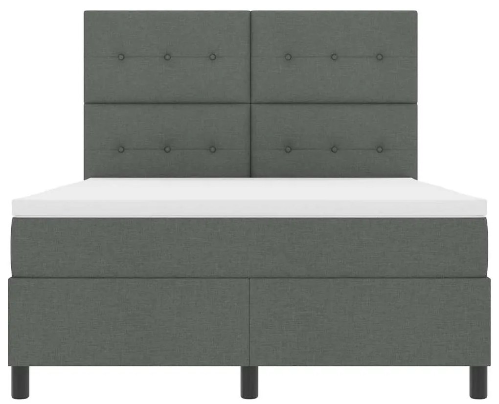 Cama Box com Colchão e LED Cinza Escuro, 140x190 cm Tecido
