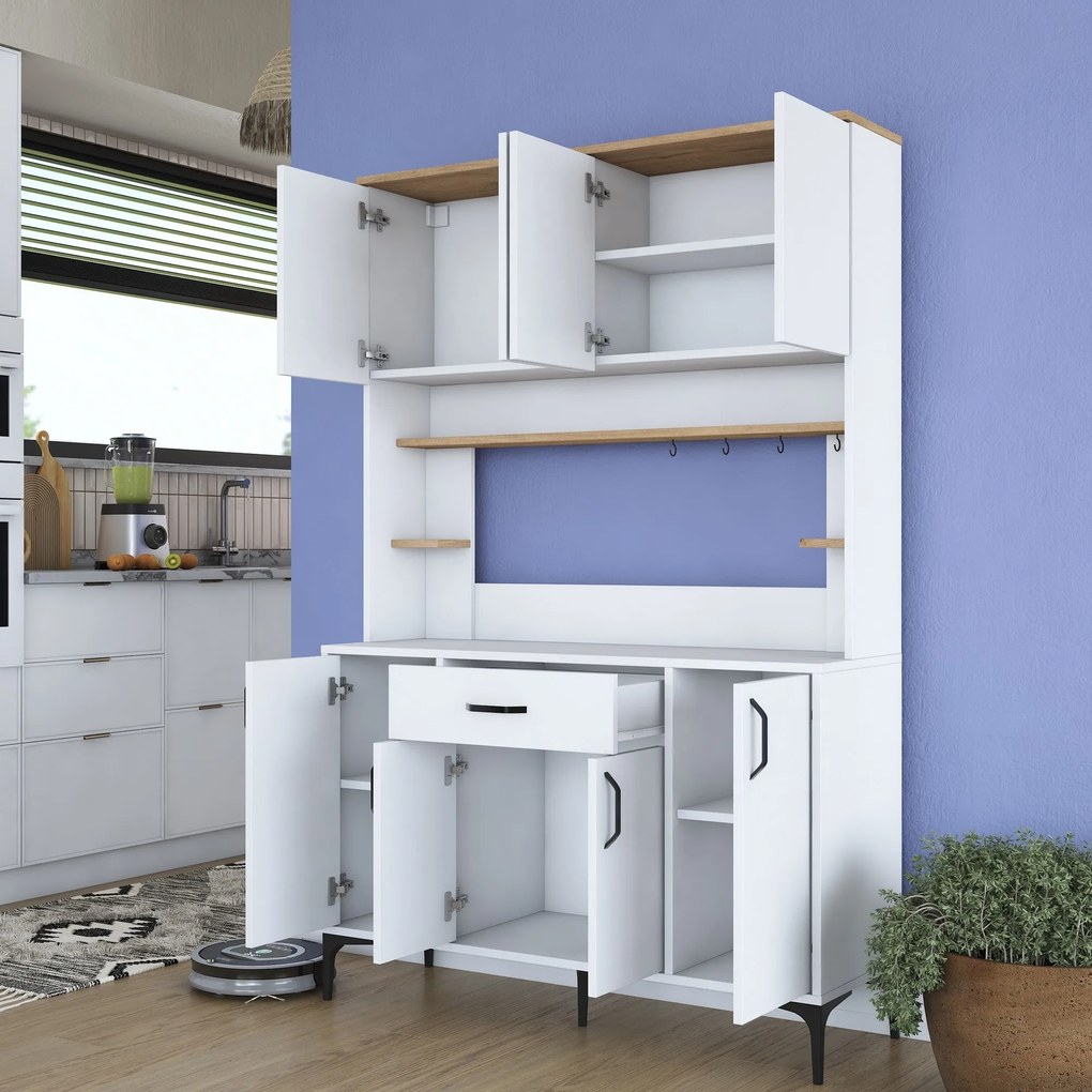 Armário Alto de Cozinha "Stella" - 120 x 184,2 x 40 cm - Nogueira e Br