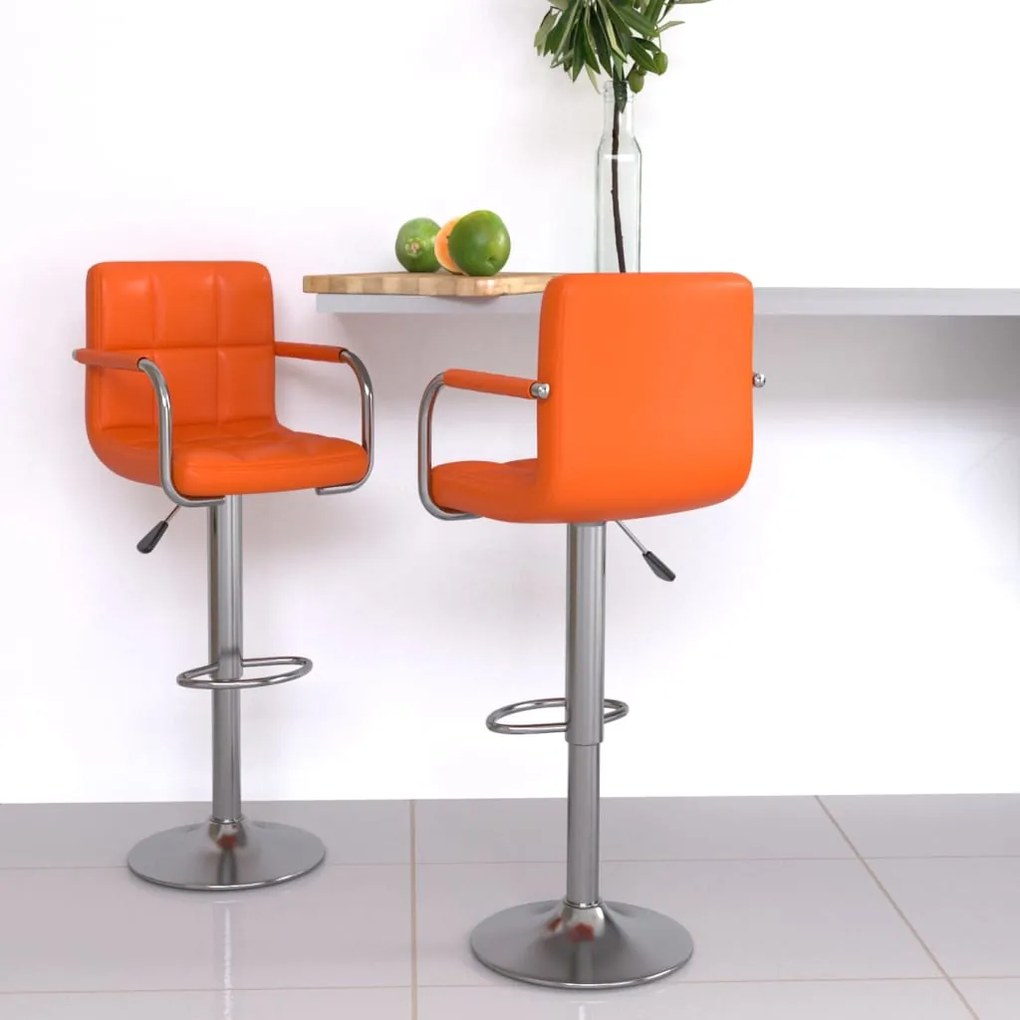 Bancos de bar 2 pcs couro artificial laranja