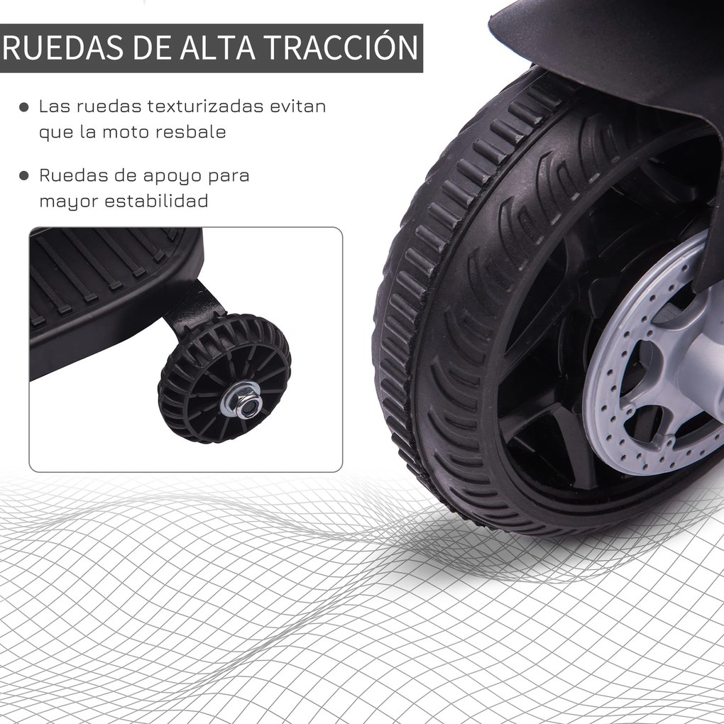 HOMCOM Mota Elétrica Infantil de Polícia Bateria 6V Recarregável para Crianças acima de 18 Meses com Faróis Buzina e Rodas de Equilíbrio Velocidade Máx. 3km/h 69x39x43cm Multicor